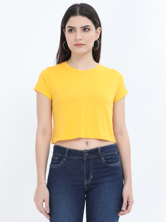 Woman Crop Tops Golden Yellow